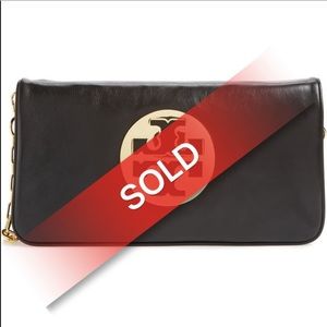 Tory Burch Reva Clutch Chain Bag Black+Gold!